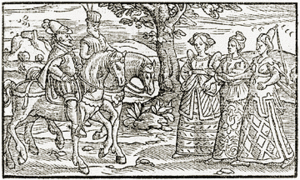 Macbeth and Banquo encountering the witches - Holinshed Chronicles