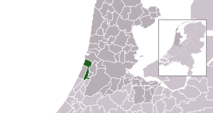 Highlighted position of Bloemendaal in a municipal map of North Holland