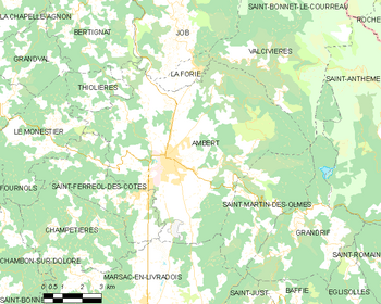 Map of the commune of Ambert