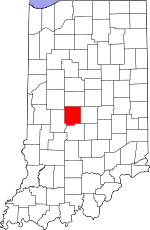 Map of Indiana highlighting Hendricks County