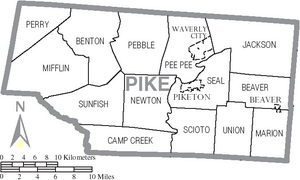 Map of Pike County Ohio With Municipal and Township Labels