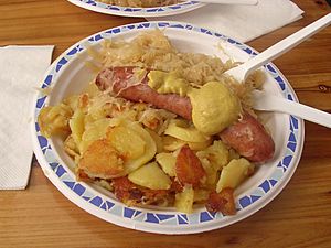 Mettwurst with sauerkraut and potatoes.jpg