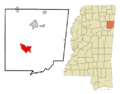 Monroe County Mississippi Incorporated and Unincorporated areas Aberdeen Highlighted