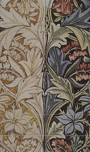 Morris Bluebell printed fabric design detail