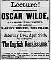 Oscar Wilde at Harper's Theatre, April 1882
