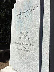 Plaque - Harvey W. Scott Statue - Mt. Tabor - Portland