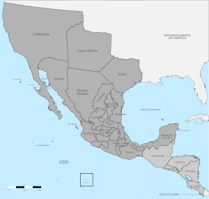 Political divisions of Mexico 1821 (location map scheme)