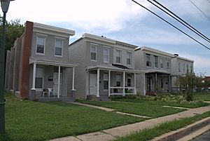 Houses on the 1000 block of Warwick Avenue in the Bridgeview-Greenlawn, Baltimore