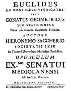 Saccheri 1733 - Euclide Ab Omni Naevo Vindicatus