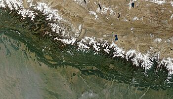 Satellite image of Nepal in October 2002