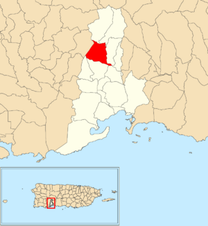 Location of Sierra Baja within the municipality of Guayanilla shown in red