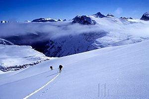 Skiing up the Waputik to Mt Balfour; Doug&Vic