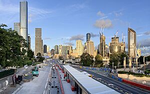 Skylines of Brisbane from South Brisbane, Queensland, January 2023 01