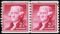 Stamp US 1954 2c Jefferson coil pair