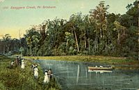StateLibQld 1 111336 Fishing and boating parties at Enoggera Creek, Brisbane, ca. 1900