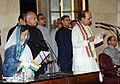 The President, Smt. Pratibha Devisingh Patil administering the oath as Cabinet Minister to Shri Dinesh Trivedi, at a Swearing-in Ceremony, at Rashtrapati Bhavan, in New Delhi on July 12, 2011