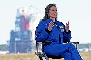 Tracy Caldwell Dyson during live coverage of SLS Green Run Test