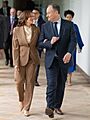 Vice President Kamala Harris and Second Gentleman Doug Emhoff walk the West Colonnade of the White House on May 9, 2024 (cropped)