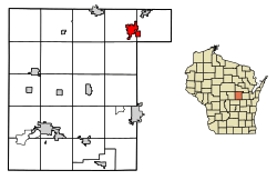 Location of Clintonville in Waupaca County, Wisconsin.