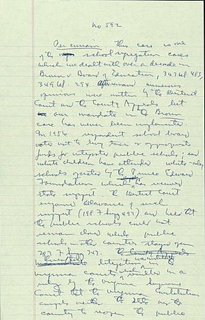 William O Douglas - draft of first page of per curam decision in Griffin v Prince Edward County - 1964