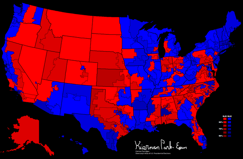 Image: 1996 Presidential Election, Results by Congressional District