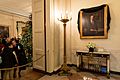 A portrait of 41st President George H. W. Bush is draped with black cloth in the White House (46144854061)