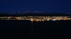 Akureyri, viewed from the eastern shore of Eyjafjörður