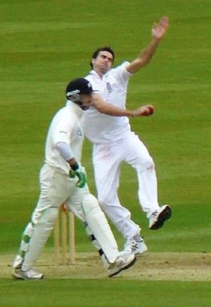 Anderson bowls against New Zealand, cropped