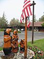 Black Bear Diner carvings with American Flag