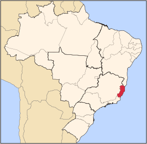 Location of State of Espírito Santo in Brazil