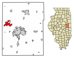 Location of Mahomet in Champaign County, Illinois.