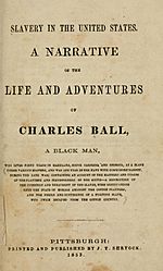 Charles Ball Slave Narrative Book Title Page