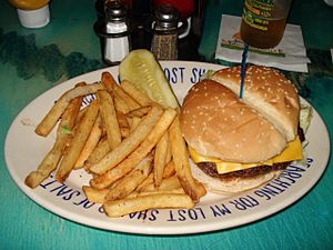 Cheeseburger and fries at Jimmy Buffett's Margaritaville