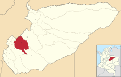 Location of the municipality and town of Aguazul in the Casanare Department of Colombia
