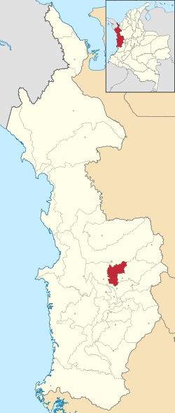 Location of the municipality and town of Atrato in the Chocó Department of Colombia.