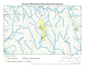 Course of East Shreve Run (Oil Creek tributary)