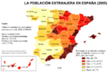 Distribución de la población extranjera en España (2005)