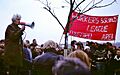 E P Thompson at 1980 protest rally