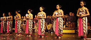 Festival dancers in batik, Surakarta
