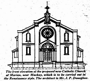 Front elevation of the new Catholic Church at Marian, 1926