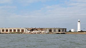 Hurst Castle from SE showing partially collapsed E wing