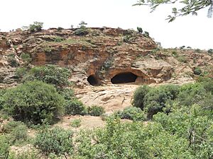 Kayeh Be'ati, "red caves" in Adigrat Sandstone, near Gelebeda