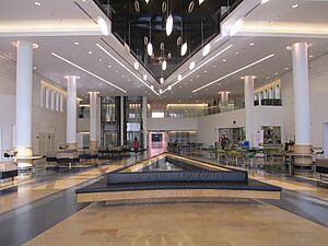 Lobby of the rehabilitation center in Sheba Medical Center