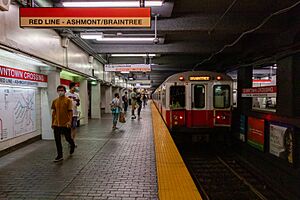 MBTA Downtown Crossing Station, Incoming Braintree Train, August 2021