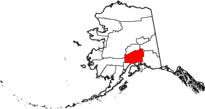 Map of Alaska highlighting Matanuska-Susitna Borough