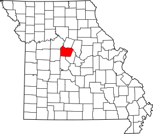Map of Missouri highlighting Cooper County
