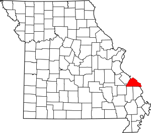 Map of Missouri highlighting Perry County