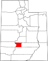 State map highlighting Piute County