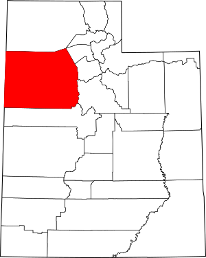 Map of Utah highlighting Tooele County
