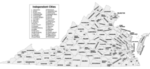 Map of Virginia Counties and Independent Cities 2013